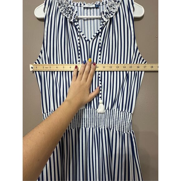 NWOT CABANA LIFE ESSENTIALS NAVY STRIPE SMOCKED WAIST DRESS WOMEN'S MEDIUM - Picture 8 of 13